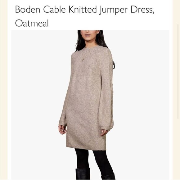 Boden Cream Mini Cable Knit Sweater Dress Sz 2 - Picture 2 of 12